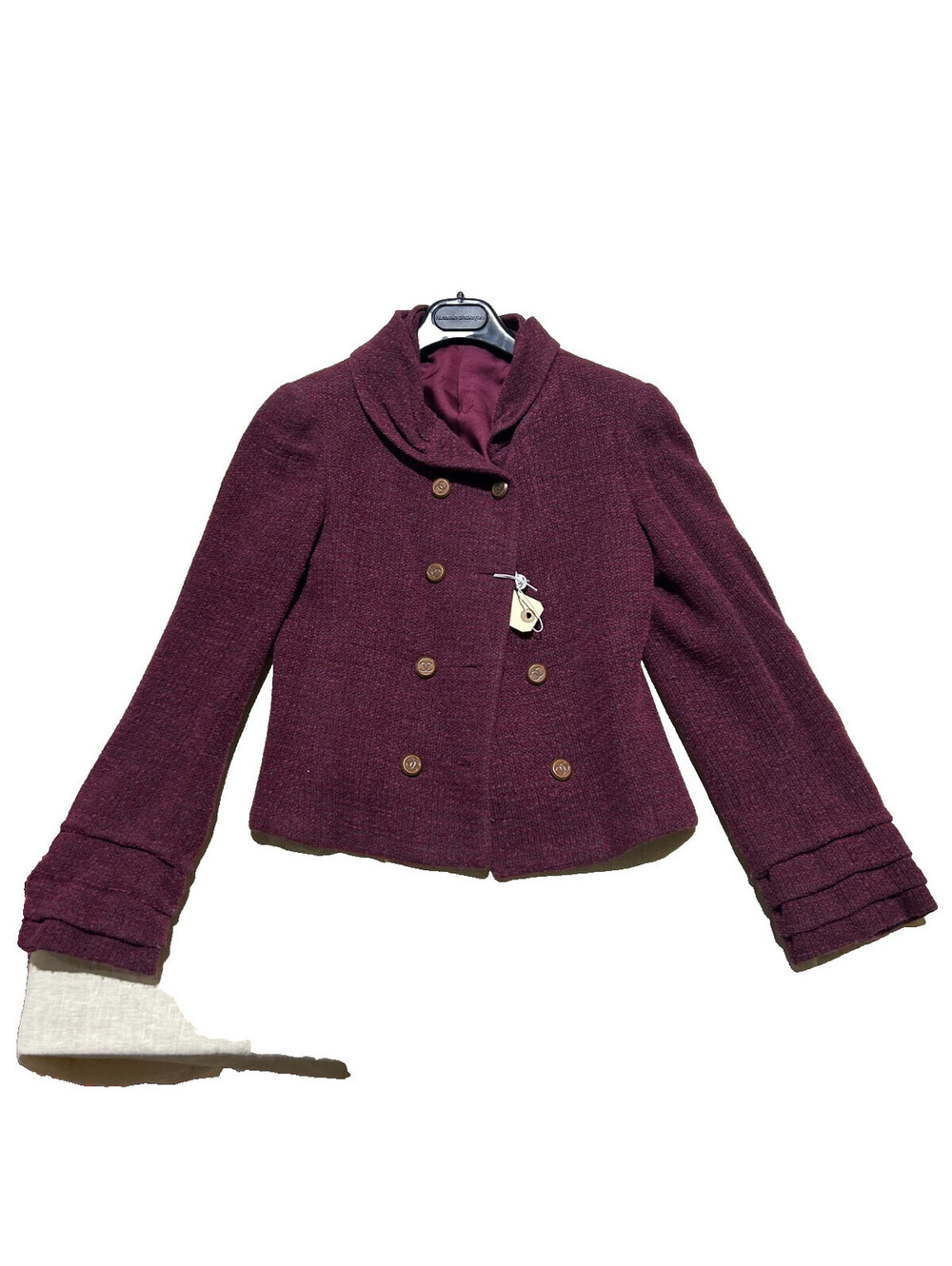RARE Vintage Authenic Chanel Wine Jacket Iconic Boucle Fabric US 6/ UK 10/ EU 38